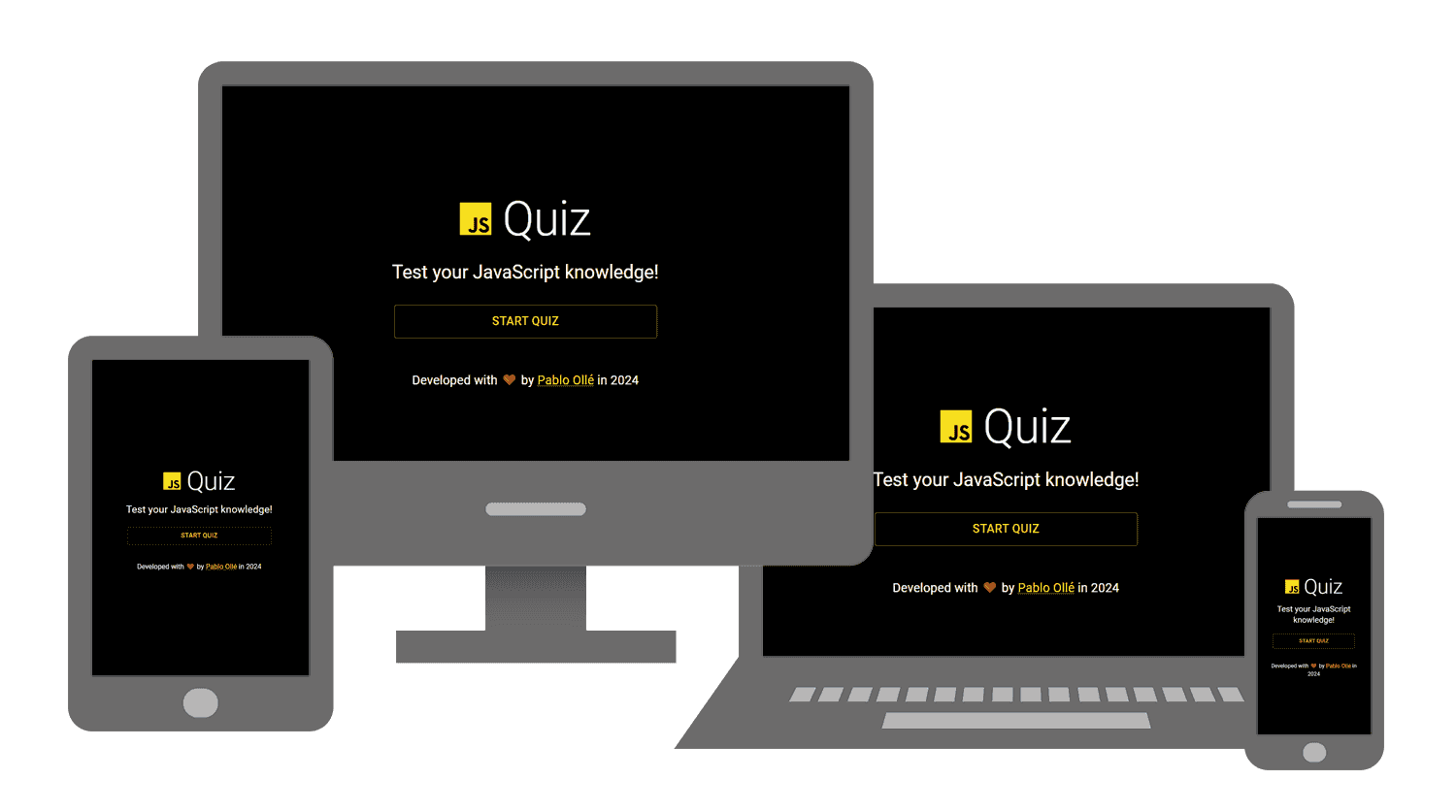 JavaScript Quiz in different screens