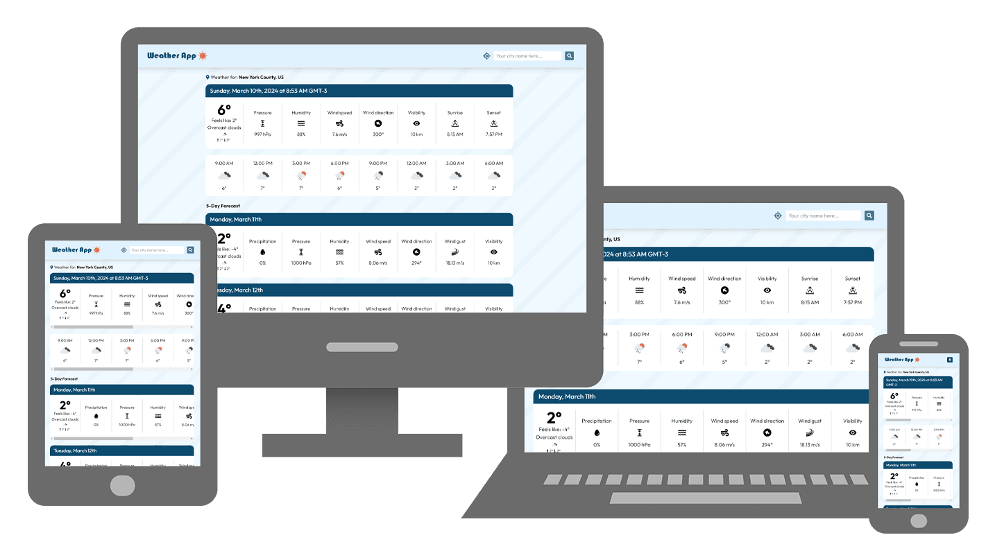 Weather App in different screens