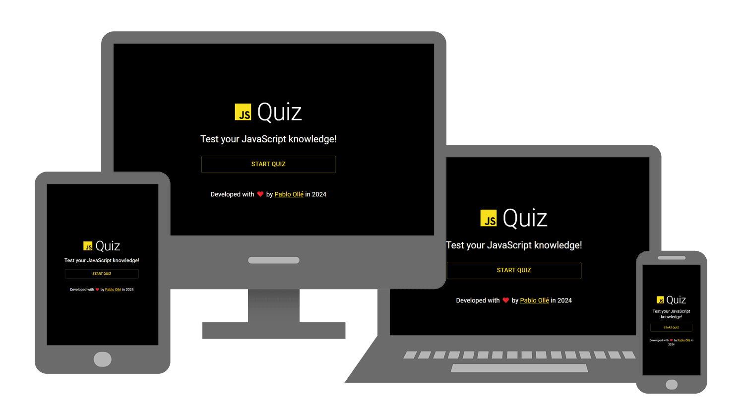 JavaScript Quiz in different screens